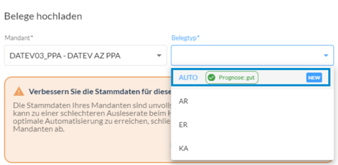 Prognoseanzeige in Finmatics
