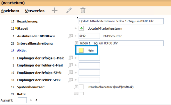 BMD Stapel deaktivieren