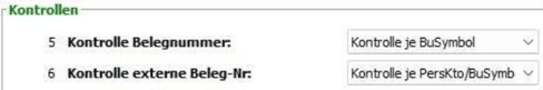 Einstellungen Buchungssymbole Belegnummer