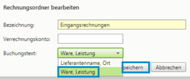 Buchungstext Einstellung 2