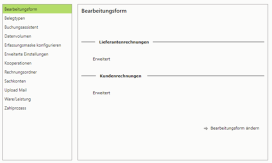 Bearbeitungsform ändern