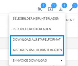 Download-Optionen für DATEV
