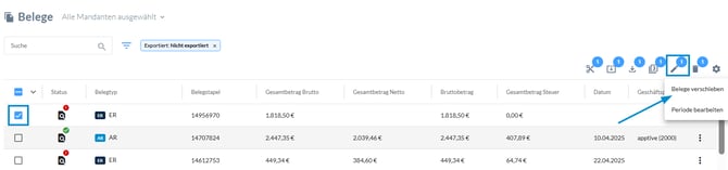 Belege bearbeiten Button