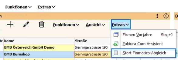 Finmatics Abgleich starten