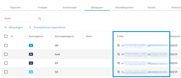 Übersicht Email