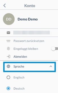 Spracheinstellung Mobile App