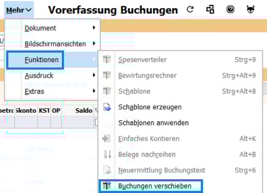 Buchungen verschieben in BMD