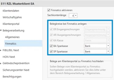 RZL Einstellungen Belegverarbeitung