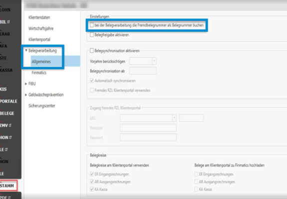 Einstellungen RZL Stammdaten