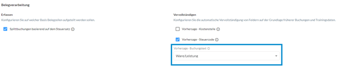 Auswahl der Buchungstext-Vorhersage