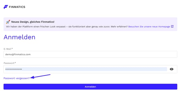 Passwort vergessen Dialog