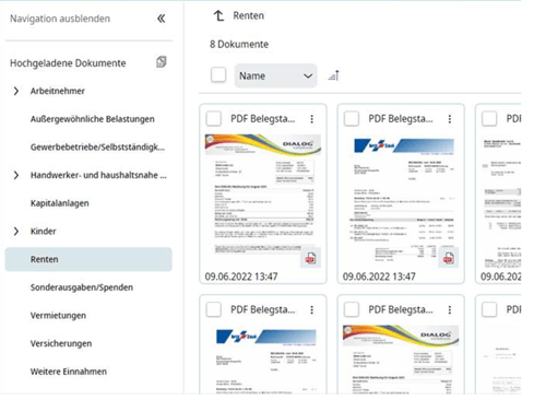 Sortierte Dokumente DATEV