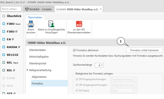 Finmatics initial trainieren