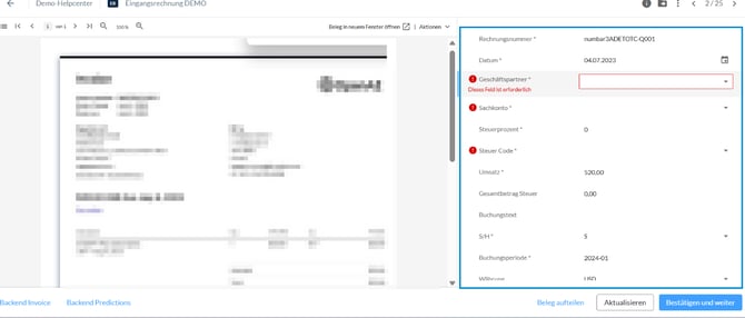 Neue Erfassungsmaske Ansicht