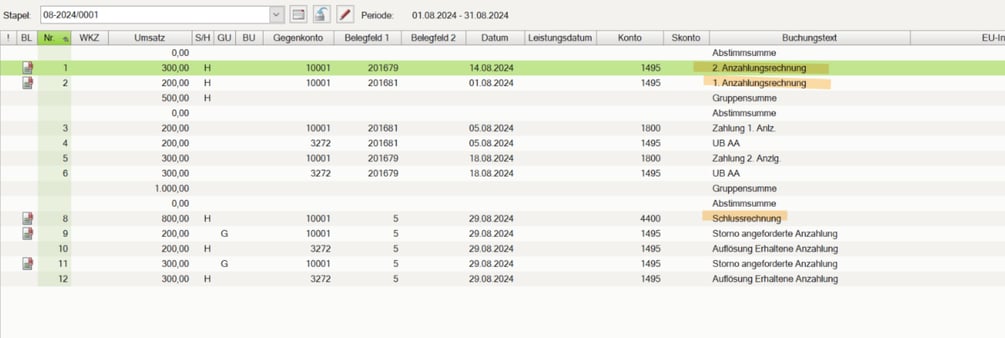 Erhaltene Anzahlungen Debitorisch Buchen Skr03