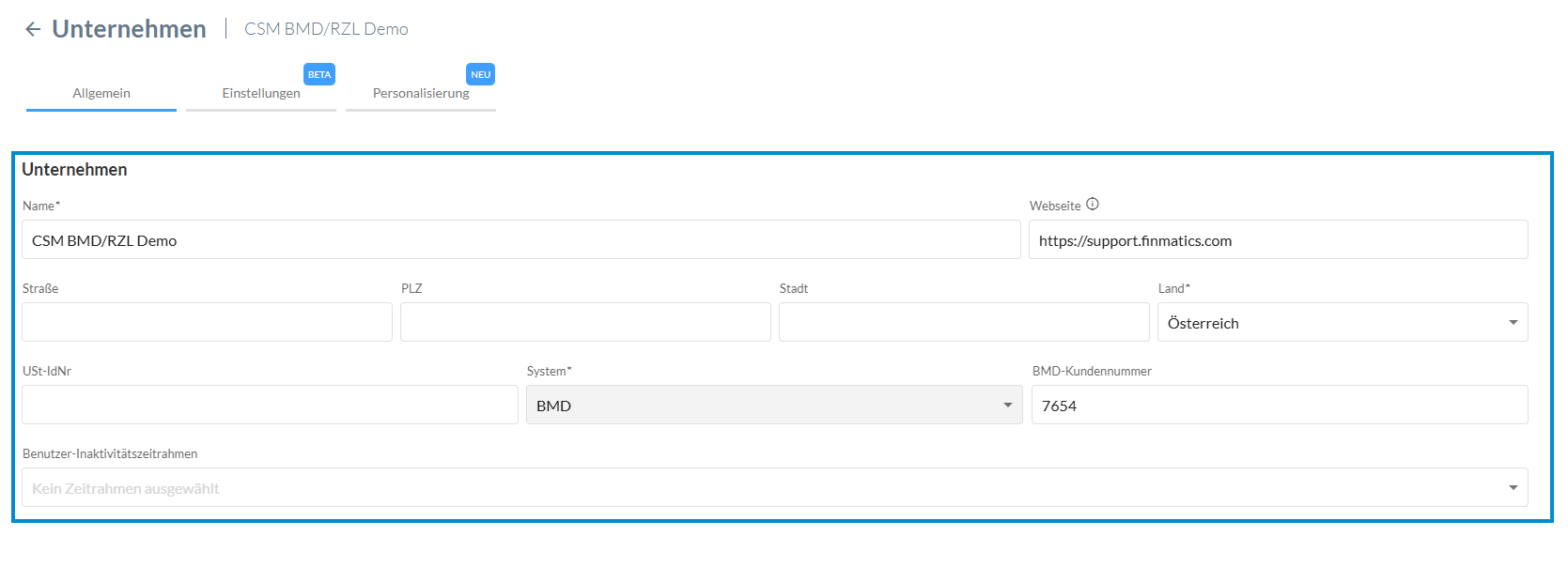 Allgemeine Einstellungen