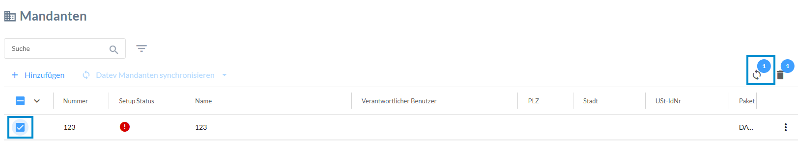 Einzelne Mandanten synchronisieren