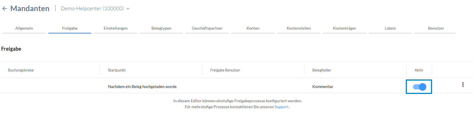 Workflow aktivieren Schieberegler