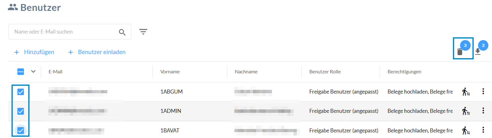 Massenlöschung von Benutzern