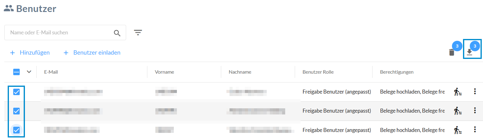 Export der Benutzerliste