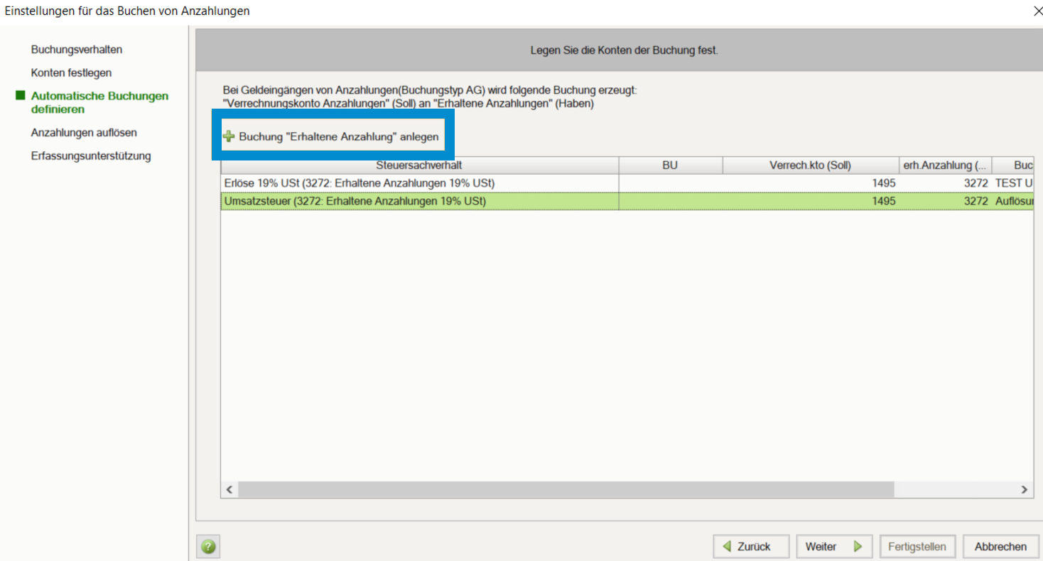 Steuersachverhalte anlegen