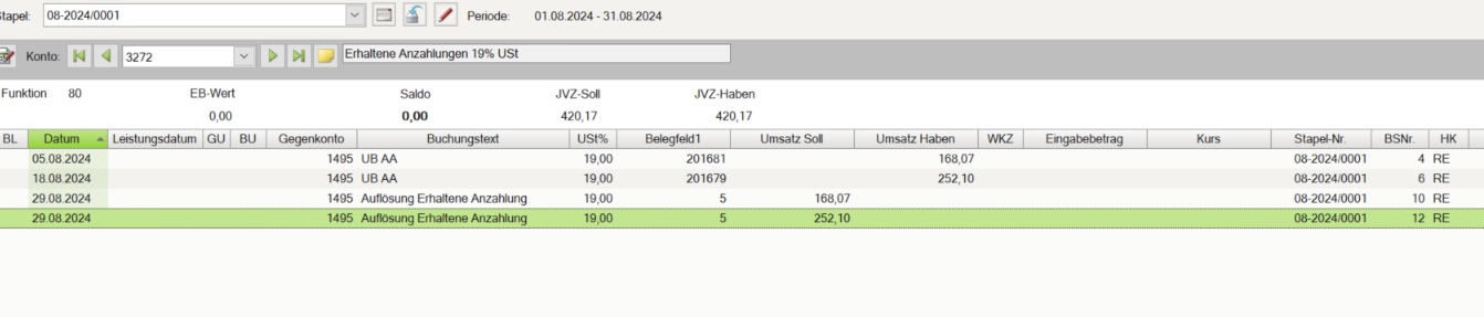 Erhaltene Anzahlungen