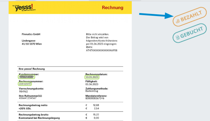 Zahlungsdatum Logik Finmatics