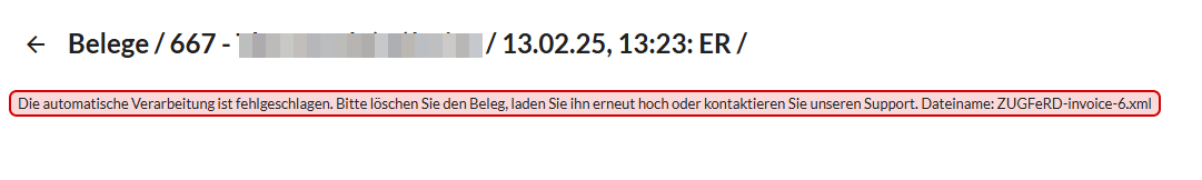 Fehlermeldung nicht unterstütztes Format