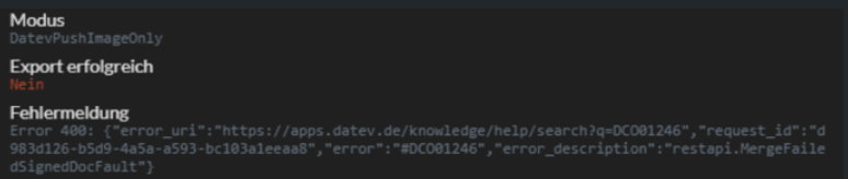 Error 400 DATEV