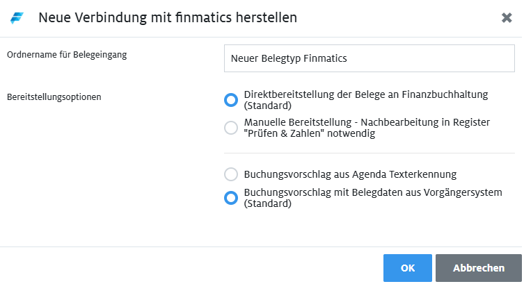 Einstellung Buchungsvorschlag