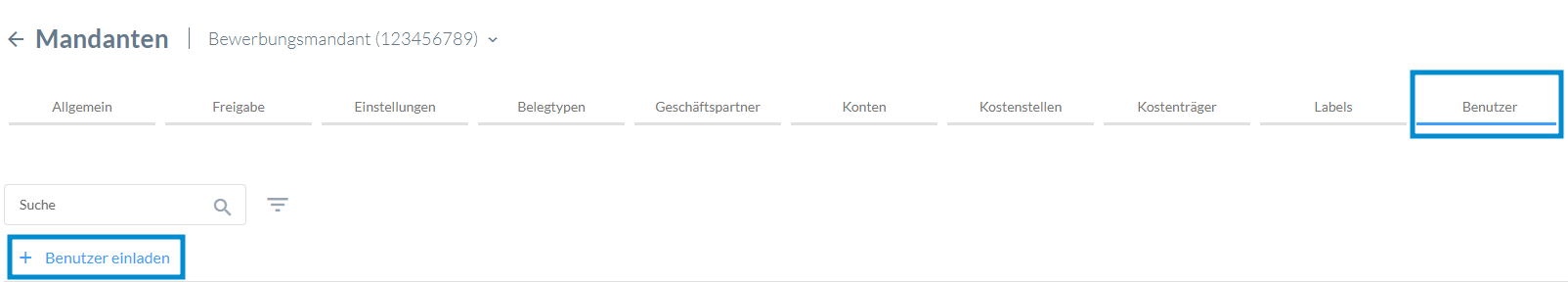 Benutzer im Mandanten einladen