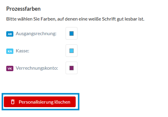 Personalisierung löschen