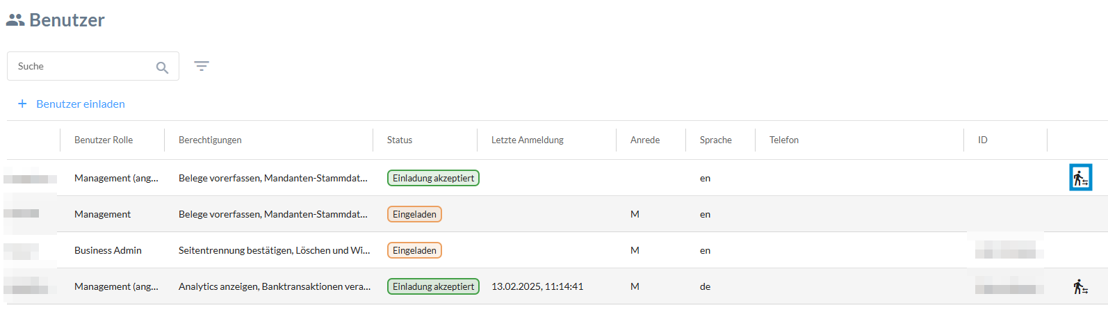 Symbol zum Starten der Benutzer-Imitation in der Benutzerliste