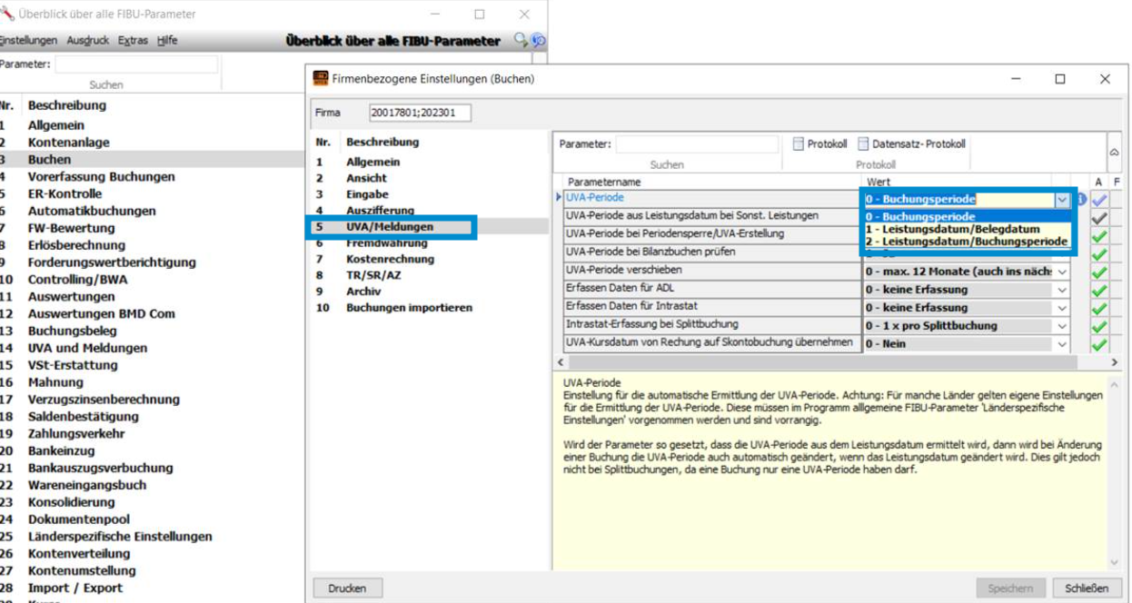 BMD Einstellungen UVA-Periode