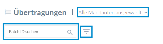 Filteroptionen in der Übertragungen Ansicht