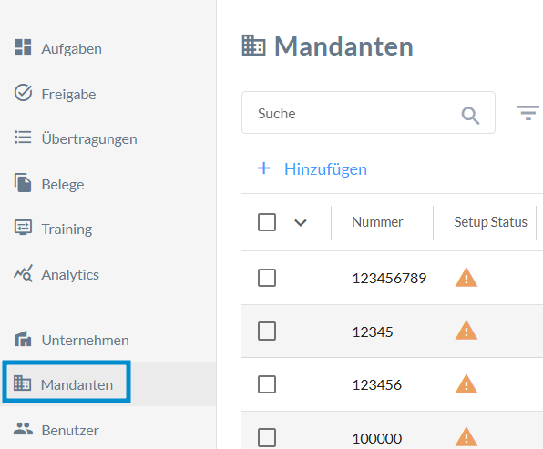 Mandanten Übersicht