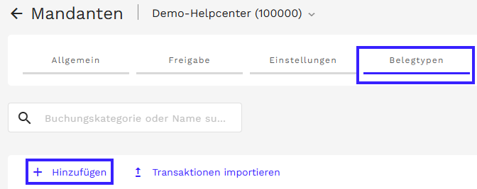 Belegtyp Bank erstellen