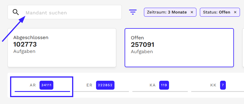 Suche nach Mandanten