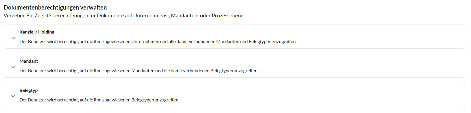 Auswahl der Dokumentenberechtigungsebene