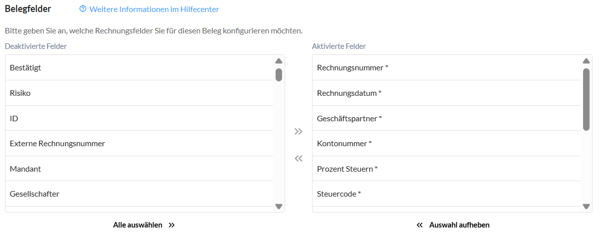 Erfassungsmaske Konfiguration