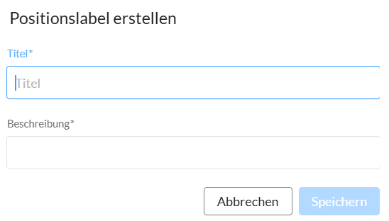 Details für neues Label eingeben