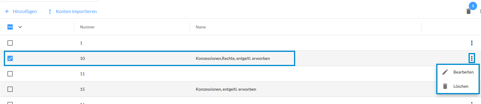 Konto bearbeiten oder löschen