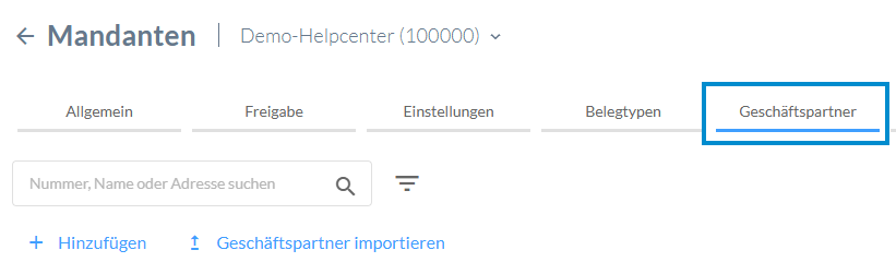 Geschäftspartner Übersicht in Finmatics