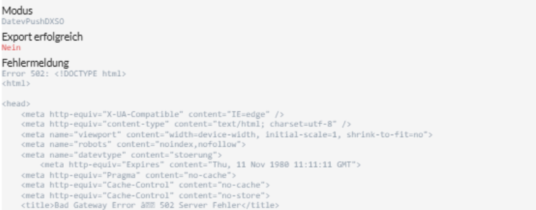 Error 502 DATEV