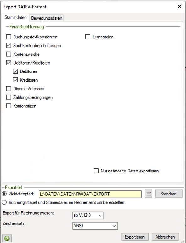 DATEV Stammdaten Export