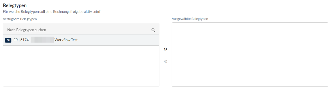 Auswahl der Belegtypen