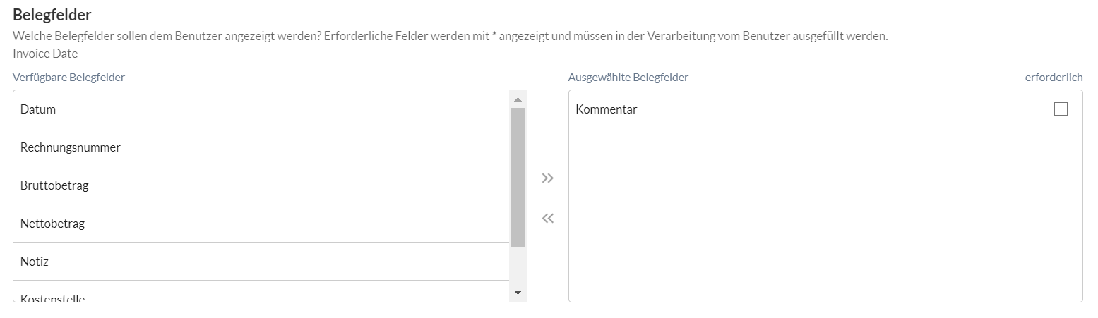 Sichtbare Felder konfigurieren
